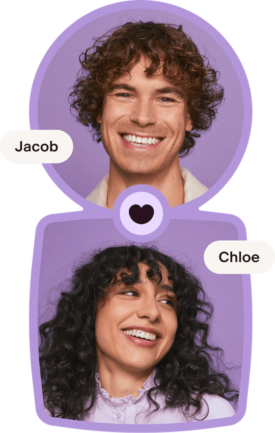 Badoo'da eşleşen iki profil